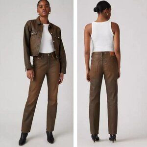 NWT LEVI'S Premium 501 Original Jeans Size 26 Coated Pay Day Brown